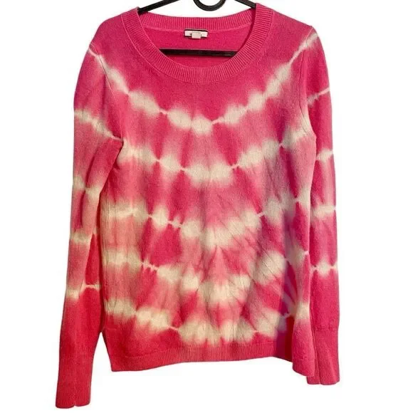 J Crew Cashmere Crew Neck Sweater Tie Dye Pink - Picture 3 of 7
